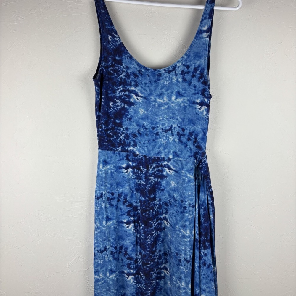 Reformation Kaila Jersey Knit Midi Dress Womens Small Blue Tie Dye Tank Wrap - Picture 4 of 10